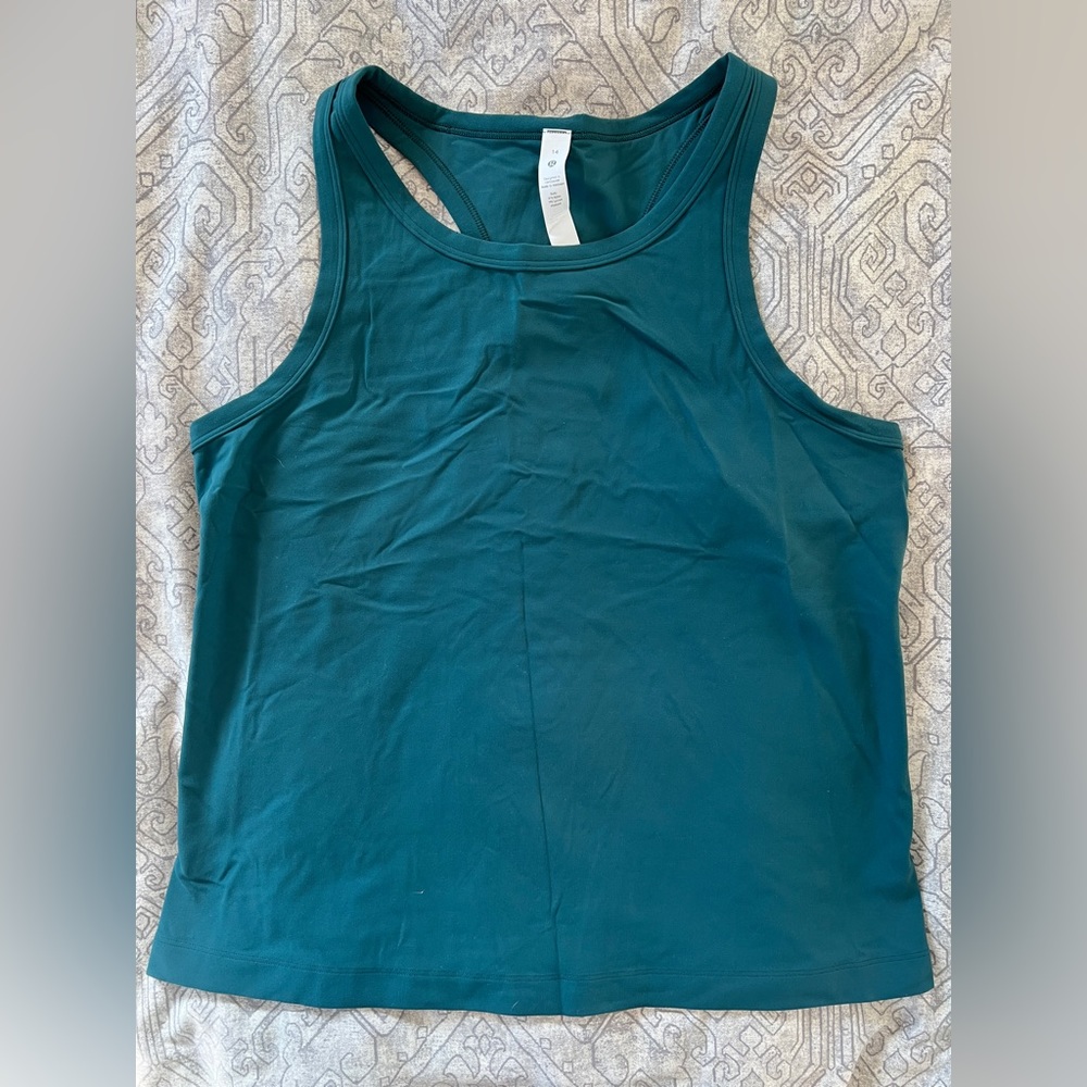 LuLuLemon Align Racerback Waist Length Tank size 14 Dark Teal Blue